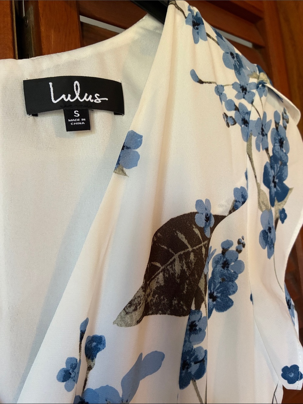 Lulus French Countryside White Floral Print High-low Dress Blue - Size S - Picture 3 of 7